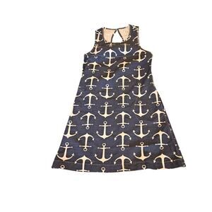 Utility Canvas Anchor Print Dress Made in USA Nautical Cotton Shift Size M